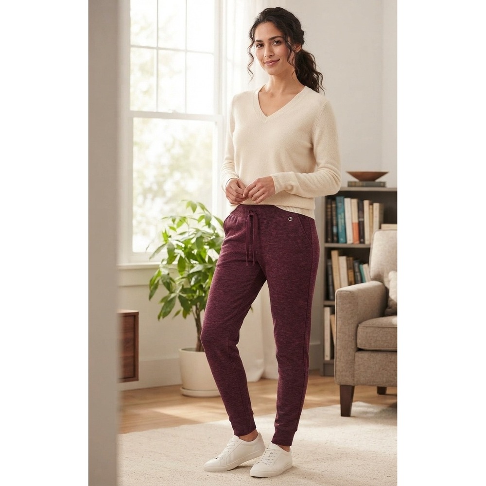 GapFit Brushed Tech Jersey Joggers Burgundy Heathered Sweatpants Small